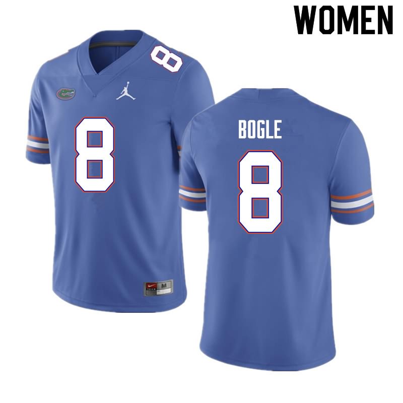 NCAA Florida Gators Khris Bogle Women's #8 Nike Blue Stitched Authentic College Football Jersey SZW3064WI